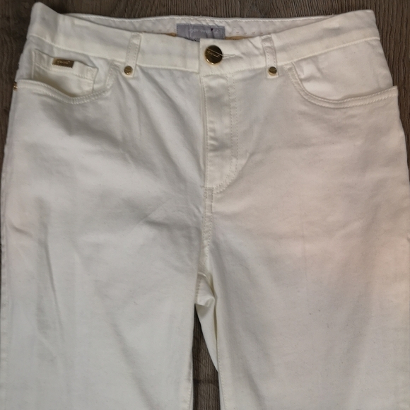 00s contemporary per una gold trimmed white straight leg denim jeans - Picture 4 of 6